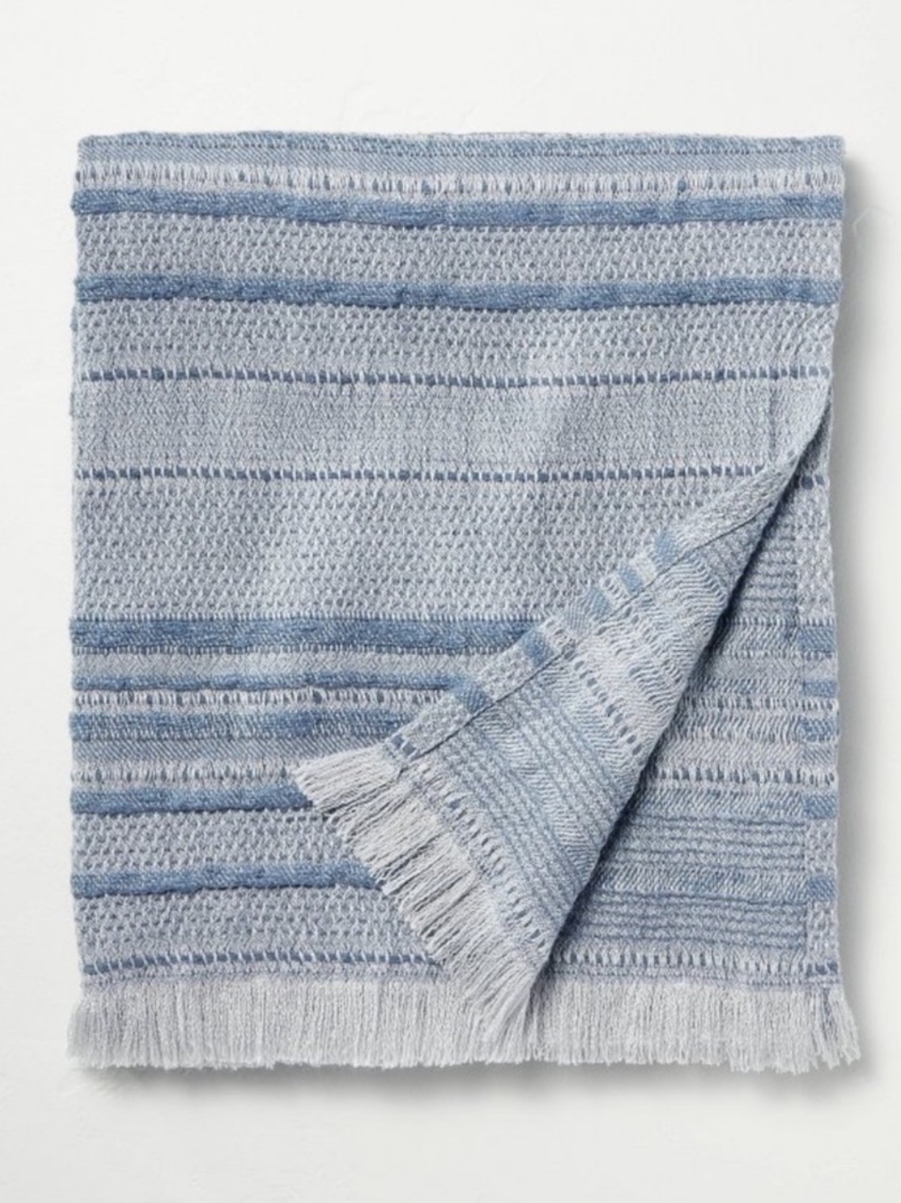Hearth & Hand Magnolia Vintage Blue Textured Stripe Cotton Dobby Throw Blanket